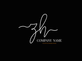 Z H ZH Initial handwriting logo design with circle. Beautyful design handwritten logo for fashion, team, wedding, luxury logo.