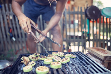 Barbecue making outdoors on a regular / vintage grill.
