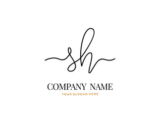 S H SH Initial handwriting logo design with circle. Beautyful design handwritten logo for fashion, team, wedding, luxury logo.