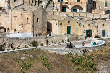  Bond 25. Setting the scenery for car chase scenes  from the movie "No Time to Die" in Sassi, Matera, Italy.