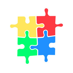 Puzzle icon vector illustration. Four fragments