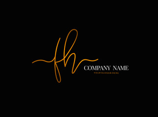 F H FH Initial handwriting logo design with circle. Beautyful design handwritten logo for fashion, team, wedding, luxury logo.