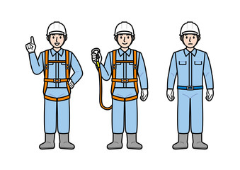 安全帯を装着した男性  作業員 高所作業 安全帯 ベルト フルハーネス 比較 