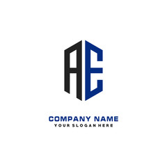 AE Initial Letter Logo Hexagonal Design, initial logo for business,