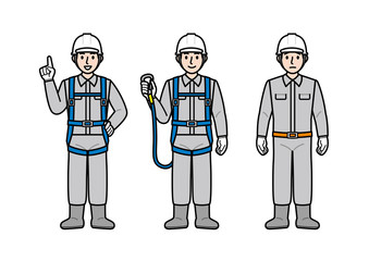 安全帯を装着した男性  作業員 高所作業 安全帯 ベルト フルハーネス 比較