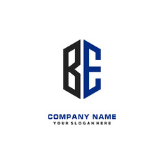 BE Initial Letter Logo Hexagonal Design, initial logo for business,