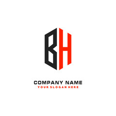 Obraz premium BH Initial Letter Logo Hexagonal Design, initial logo for business,