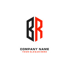BR Initial Letter Logo Hexagonal Design, initial logo for business,