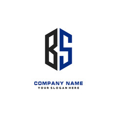 BS Initial Letter Logo Hexagonal Design, initial logo for business,