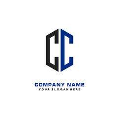CC Initial Letter Logo Hexagonal Design, initial logo for business,