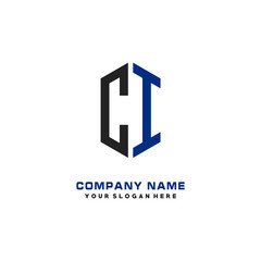 CI Initial Letter Logo Hexagonal Design, initial logo for business,