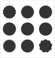 Collection of sunburst badges circle shapes vintage design