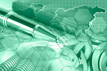 Mail signs, map and buildings