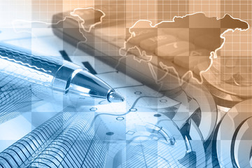 Mail signs, graph and buildings