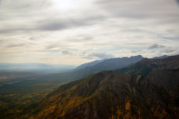  The mountain ranges of Satan and Hamar-Daban. Mountain peaks and valleys. Mountain landscape. The nature of Siberia.