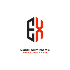 EX Initial Letter Logo Hexagonal Design, initial logo for business,