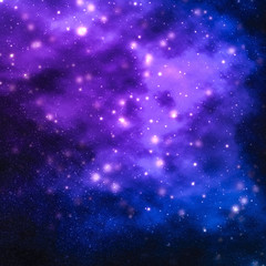 Stars, planet and galaxy in cosmos universe, space and time travel science background