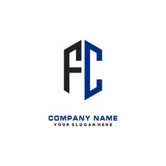 FC Initial Letter Logo Hexagonal Design, initial logo for business,