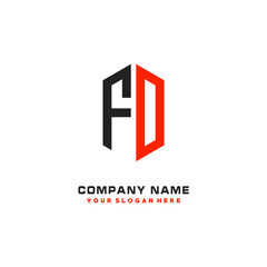FD Initial Letter Logo Hexagonal Design, initial logo for business,