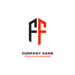 FF Initial Letter Logo Hexagonal Design, initial logo for business,