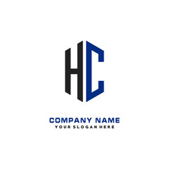 HC Initial Letter Logo Hexagonal Design, initial logo for business,