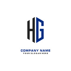 HG Initial Letter Logo Hexagonal Design, initial logo for business,