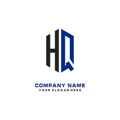HQ Initial Letter Logo Hexagonal Design, initial logo for business,