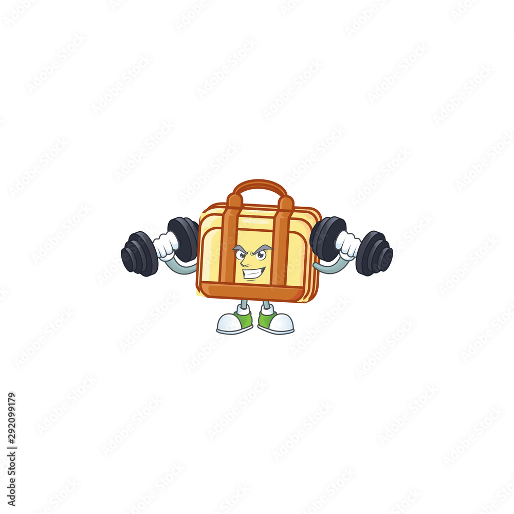 Poster fitness work suitcase cartoon for materials work