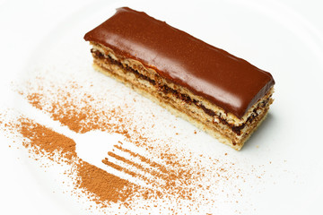 piece of cake on a white plate