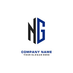 NG Initial Letter Logo Hexagonal Design, initial logo for business,