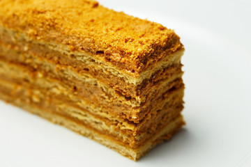 piece of cake on a white plate