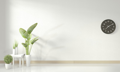 White modern living room mock up interior design.3D rendering