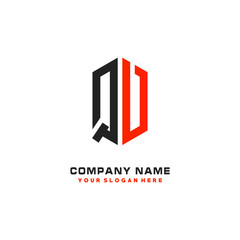 QV Initial Letter Logo Hexagonal Design, initial logo for business,