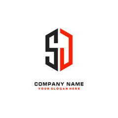 SJ Initial Letter Logo Hexagonal Design, initial logo for business,