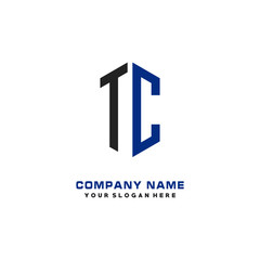 TC Initial Letter Logo Hexagonal Design, initial logo for business,