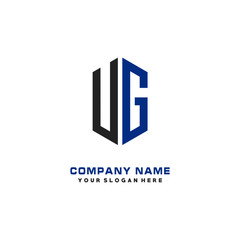 Fototapeta premium UG Initial Letter Logo Hexagonal Design, initial logo for business,