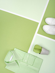 Trendy mint green toned composition.