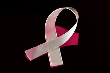 breast cancer awareness pink sign symbol for help illness people on dark background with copy space