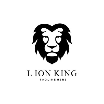 The abstract illustration of the lion's face looks wild and strong logo design	