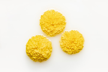 Yellow flowers in a spa bath with milk. The concept of skin and health care, spa treatments, relaxation