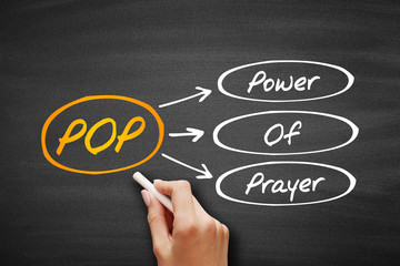POP - Power Of Prayer acronym, concept on blackboard
