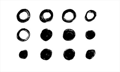 black and white icons set. circle abstract grunge stroke art for Design Resources