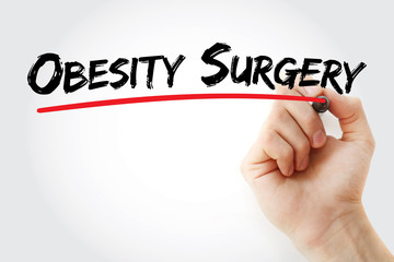 Obesity Surgery text with marker, medical concept background