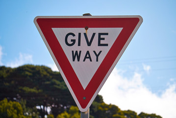 traffic sign on background of blue sky