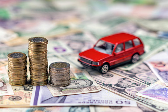 Car and money concept. Selective focus image with shallow depth of field