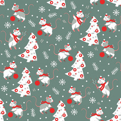 postcard rats decorate the Christmas tree