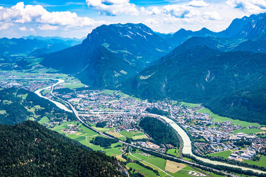 view from mountain pendling near kufstein - austria