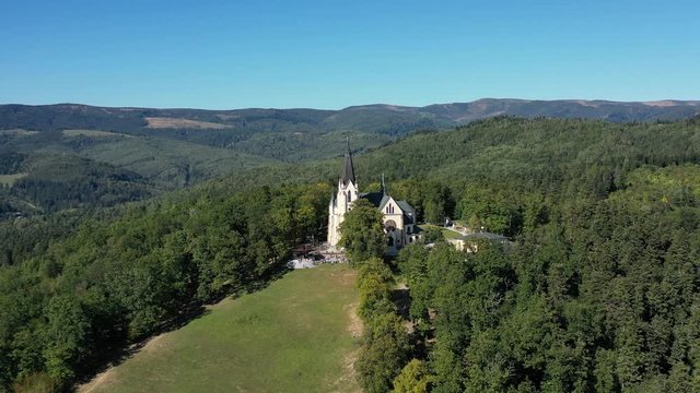 Aerial view of Marianska mountain in Levoca city in Slovakia