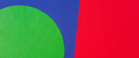 Texture background of fashion papers in memphis geometry style. Green, blue, red colors. Top view, flat lay