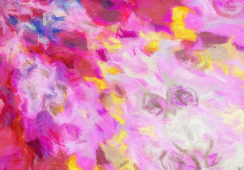 Fototapeta premium Abstract painting in oil background, splashes of paint on canvas, template for create design textile and fabric prints, flyers, invitations and banners backdrops, colorful fantasy wallpaper pattern